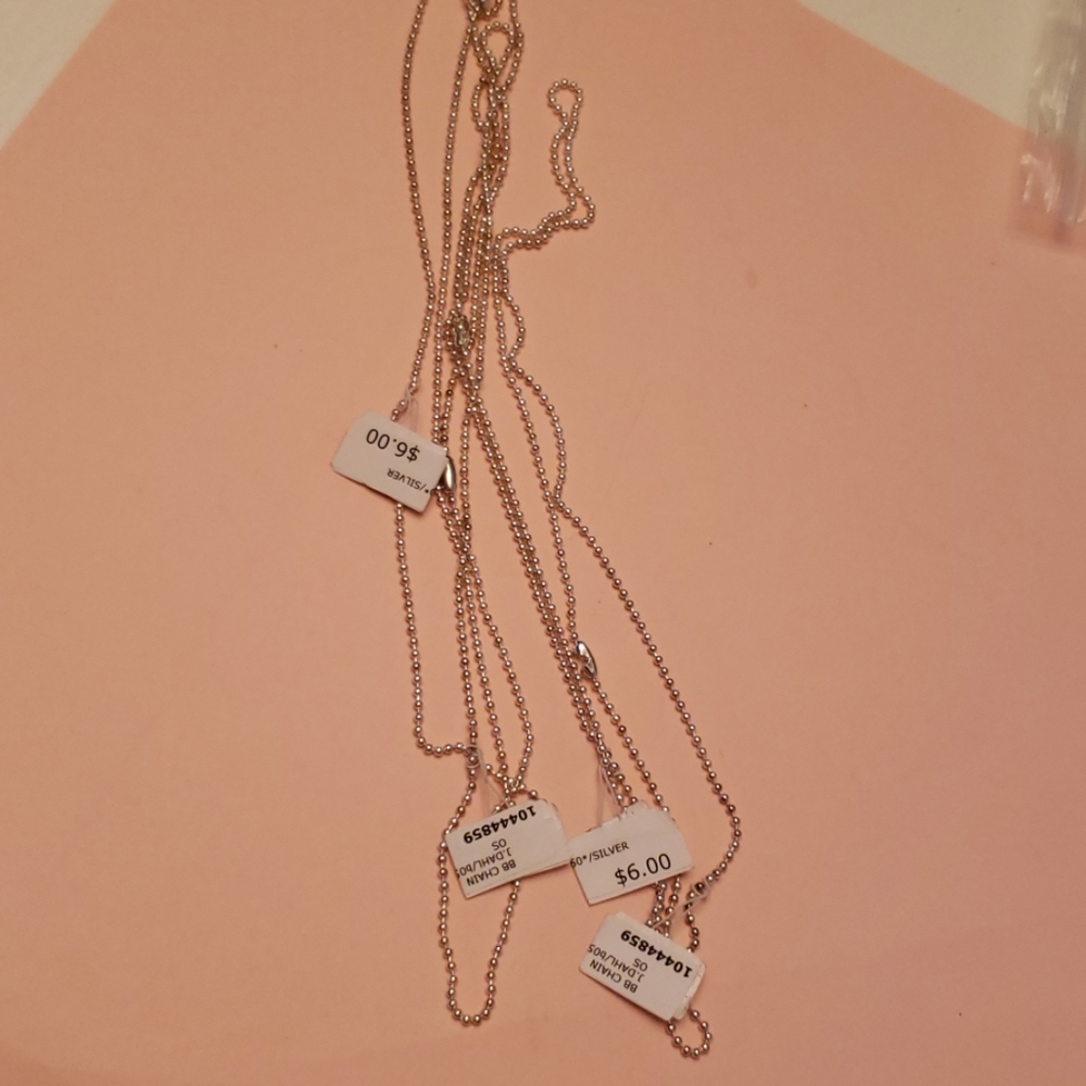 Lot of 4 - Plain BB Chains Silver Colored